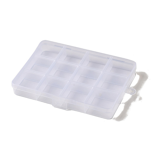

PandaHall Rectangle Polypropylene(PP) Bead Storage Container, with Hinged Lid and 12 Compartments, for Jewelry Small Accessories, Rectangle..., Clear