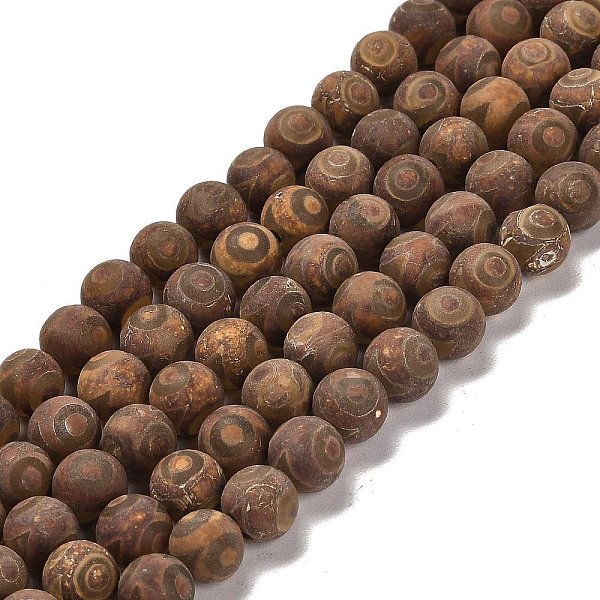 

PandaHall Natural Tibetan 3-Eye dZi Agate Beads Strands, Round, Dyed & Heated, Frosted, 8.5mm, Hole: 1.2mm, about 48pcs/strand, 15.16''..., Red