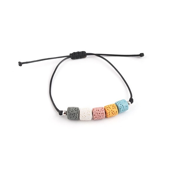 Bracelets bohèmes ajustables faits main en perles tressées de pierre de lave naturelle teinte pour femmes