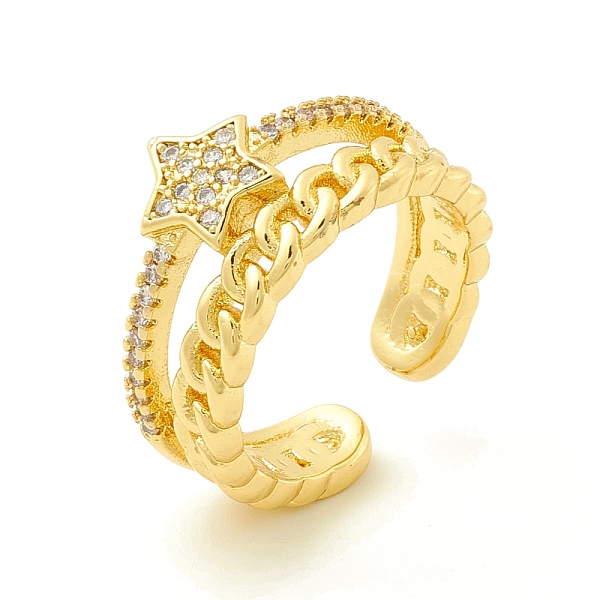 

PandaHall Clear Cubic Zirconia Star Open Cuff Ring for Women, Cadmium Free & Lead Free, Real 18K Gold Plated, US Size 6 1/2(16.9mm)...
