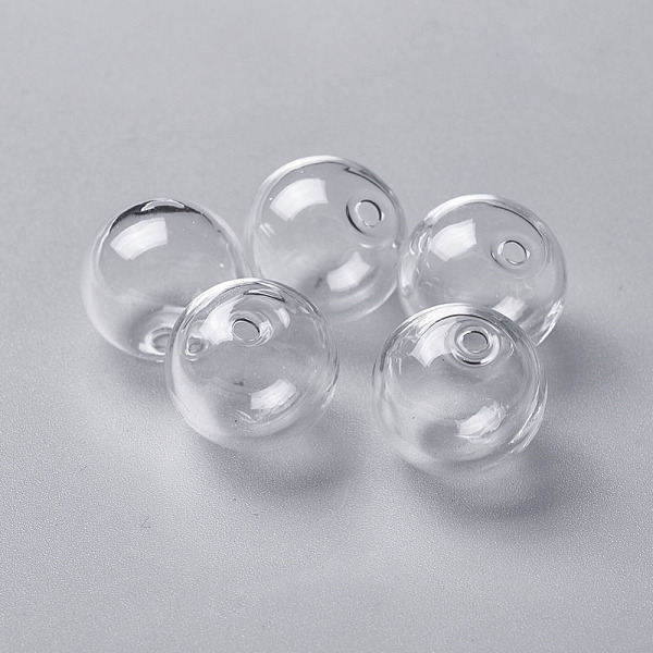 

PandaHall Handmade Blown Glass Globe Ball Bottles, One Hole, for Glass Vial Pendants, Round, Clear, 16mm, Hole: 2mm Glass Round Clear