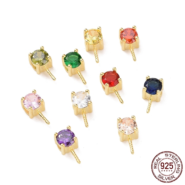 

PandaHall 925 Sterling Silver Peg Bails, with Cubic Zirconia, Square, Golden, Mixed Color, 9x4x4.5mm, Hole: 2.5x1.5mm, Pin: 0.6mm Sterling..., Multicolor