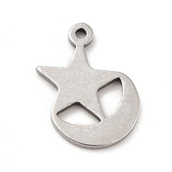 

PandaHall 201 Stainless Steel Pendants, Moon with Star, Stainless Steel Color, 13x10.5x1mm, Hole: 1mm 201 Stainless Steel Moon