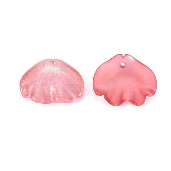 

PandaHall Transparent Baking Painted Frosted Glass Pendants, with Single Face Glitter Gold Powder, Shell, FireBrick, 15x18x4mm, Hole: 1.2mm..., Red