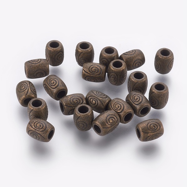 

PandaHall Tibetan Style Alloy Beads, Lead Free & Nickel Free & Cadmium Free, Barrel, Antique Bronze Color, about 7mm long, 6mm wide, hole...
