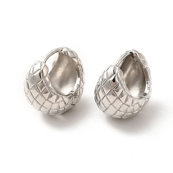 

PandaHall Rack Plating Brass Chubby Hoop Earrings for Women, Long-Lasting Plated, Cadmium Free & Lead Free, Half Round with Tartan Pattern...