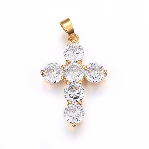 

PandaHall 304 Stainless Steel Pendants, with Cubic Zirconia, Cross, Clear, Golden, 33x23x4.5mm, Hole: 5x7mm Stainless Steel+Cubic Zirconia...