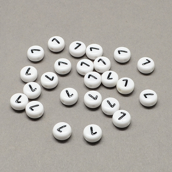 

PandaHall White and Black Acrylic , Flat Round with Num.7, 7x4mm, Hole: 1.3mm, about 3600pcs/500g Acrylic Number Black