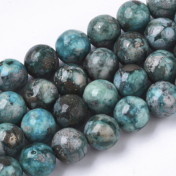 

PandaHall Assembled Synthetic Imperial Jasper and Natural Pyrite Beads Strands, Dyed, Round, 8mm, Hole: 1mm, about 51pcs/strand, 15.94 inch...