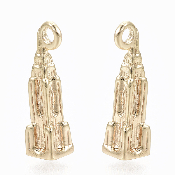 

PandaHall Brass Pendants, Nickel Free, Building, Real 18K Gold Plated, 18.5x5x5mm, Hole: 1.8mm Brass Building