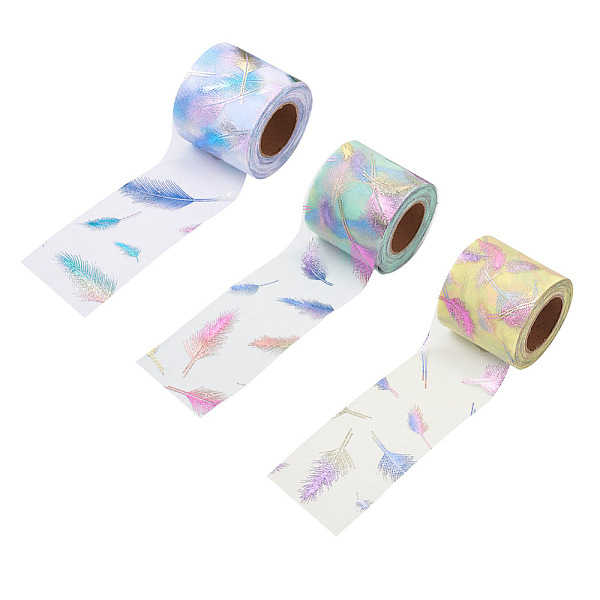 

PandaHall Beadthoven 3 Roll 3 Color Organza Lace Trim, Flat with Feather Pattern, for Gift Decoration, Mixed Color, 60x1mm Organza..., Multicolor