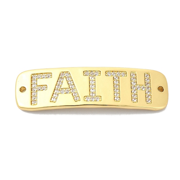 

PandaHall Rack Plating Brass Micro Pave Clear Cubic Zirconia Curved Rectangle Connector Charms, Word FAITH Links, Long-Lasting Plated, Lead...