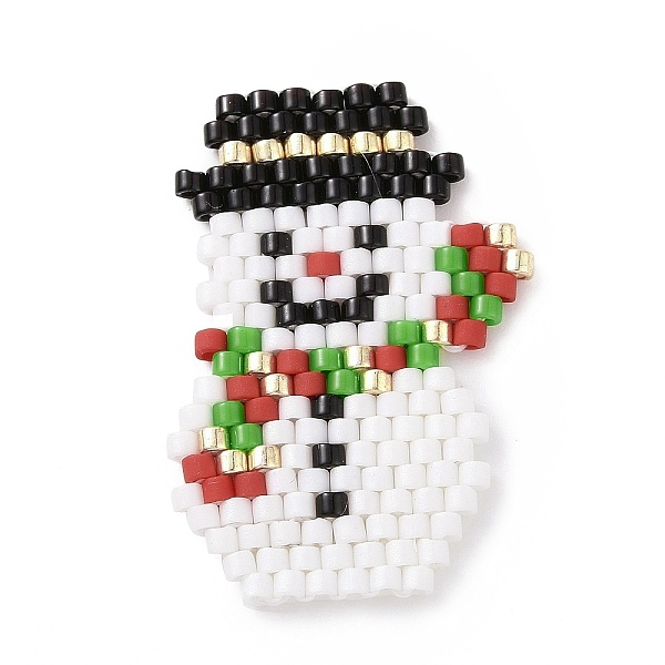 

PandaHall Handmade MIYUKI Japanese Seed Loom Pattern Seed Beads, Christmas Theme Pendants, Snowman Pattern, 28x19x1.7mm Glass Snowman
