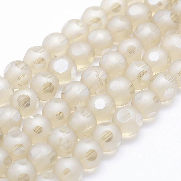 

PandaHall Electroplate Glass Beads Strands, Pearl Luster Plated, Frosted, Round, Antique White, 8mm, Hole: 1mm, about 72pcs/strand, 21.25..., Orange