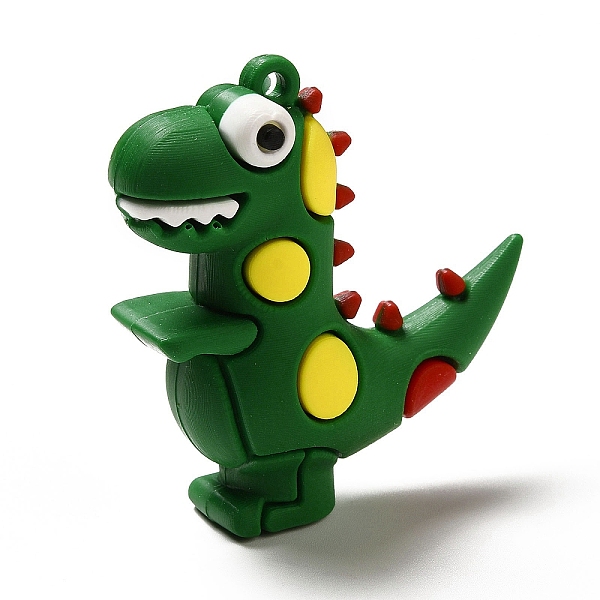 

PandaHall PVC Plastic Big Pendants, Dinosaur Charm, Green, 52x51x20.5mm, Hole: 3mm PVC Dinosaur Green