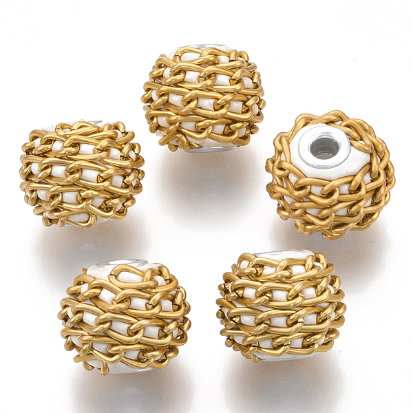 

PandaHall Handmade Indonesia Beads, with Aluminium Chains, Round, Silver, Light Yellow, 16.5~18x14~15mm, Hole: 3~3.5mm Polymer Clay Rondelle...