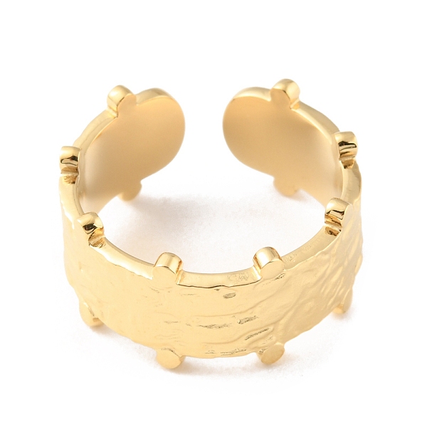 

PandaHall 304 Stainless Steel Textured Open Cuff Rings, Real 14K Gold Plated, Inner Diameter: 17mm 304 Stainless Steel