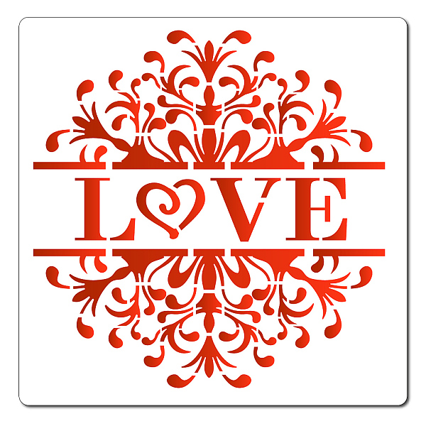 

PandaHall GORGECRAFT 12"X12" Love Words Stencil Flower Templates Reusable Plastic Drawing Painting Stencils Template for Painting on Card..., White