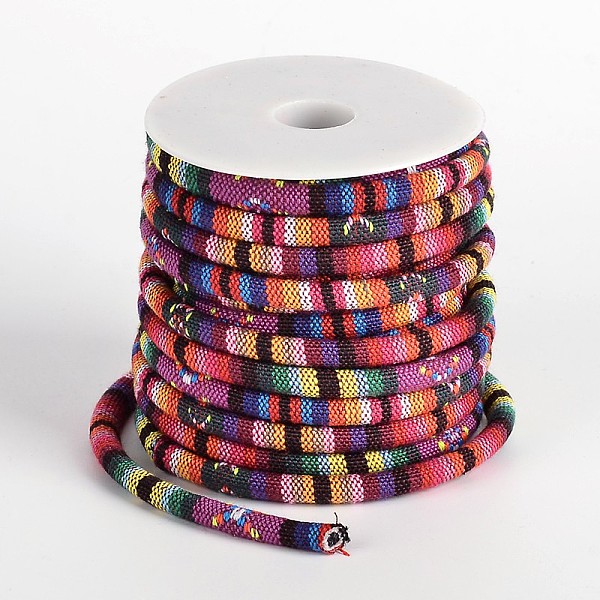 

PandaHall Ethnic Cord Polyester Cords, Colorful, 7x5mm, 10yards/roll Cloth