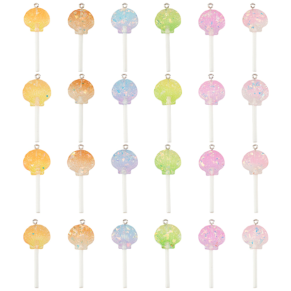 24Pcs 6 Colors Resin Pendants