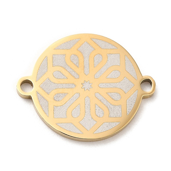 

PandaHall Ion Plating(IP) 304 Stainless Steel Connector Charms, Flat Round Links with Flower Pattern, Golden, 16x20x1.5mm, Hole: 1.6mm 304...