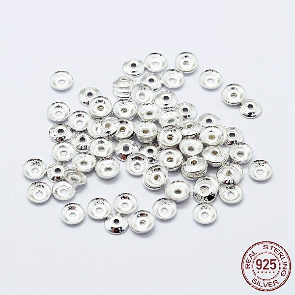 

PandaHall 925 Sterling Silver Bead Caps, Apetalous, with 925 Stamp, Silver, 5x1mm, Hole: 0.8mm, about 150pcs/10g Sterling Silver Silver