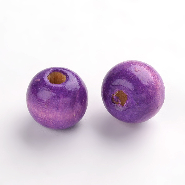 

PandaHall Natural Wood Beads, Round, Dyed, Fuchsia, 11x12mm, Hole: 4mm, about 1800pcs/1000g Wood Round Pink