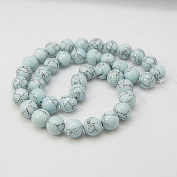 

PandaHall Synthetic Turquoise Beads Strands, Dyed, Round, Light Blue, 8mm, Hole: 1mm, about 50pcs/strand, 15.7 inch Synthetic Turquoise...