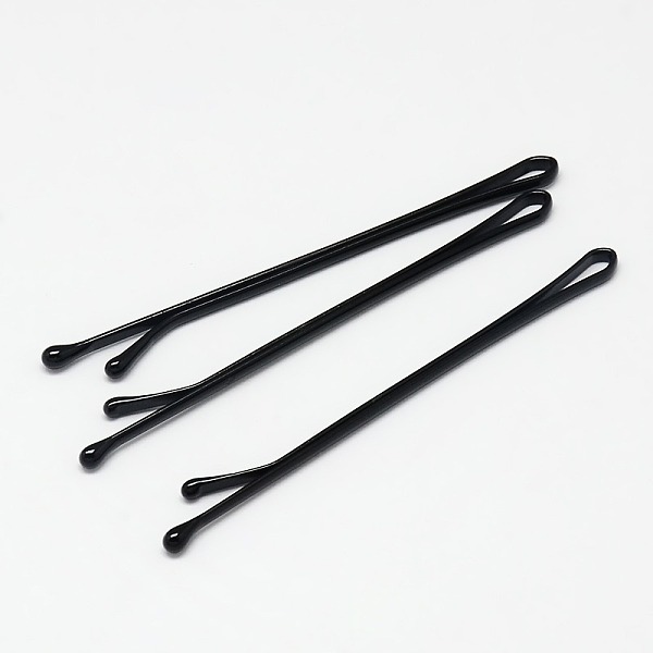 

PandaHall Black Baking Painted Iron Hair Bobby Pins Simple Hairpin, 61x2x2mm, 30pcs/board Iron Black