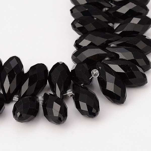 Faceted Teardrop Glass Beads Strands