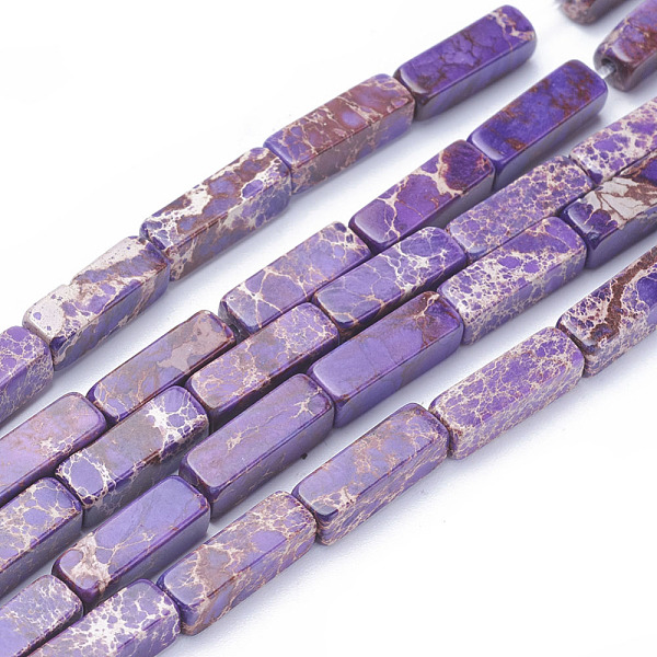 

PandaHall Natural Imperial Jasper Beads Strands, Cuboid, Dyed, Purple, 13~13.5x4.2~4.5x4.2~4.5mm, Hole: 1.2mm, about 30pcs/strand, 15.5...