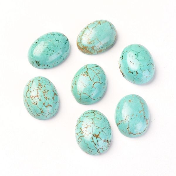 

PandaHall Natural Magnesite Cabochons, Dyed, Oval, Turquoise, 20x15x6~7mm Magnesite Oval Green