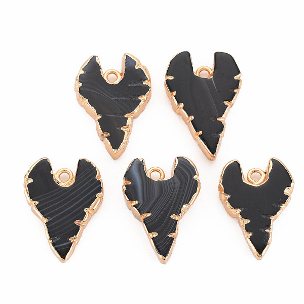 

PandaHall Natural Agate Pendants, with Light Gold Plated Iron Findings, Dyed & Heated, Heart, Black, 27.5~31x20~21x5~6.5mm, Hole: 2mm...