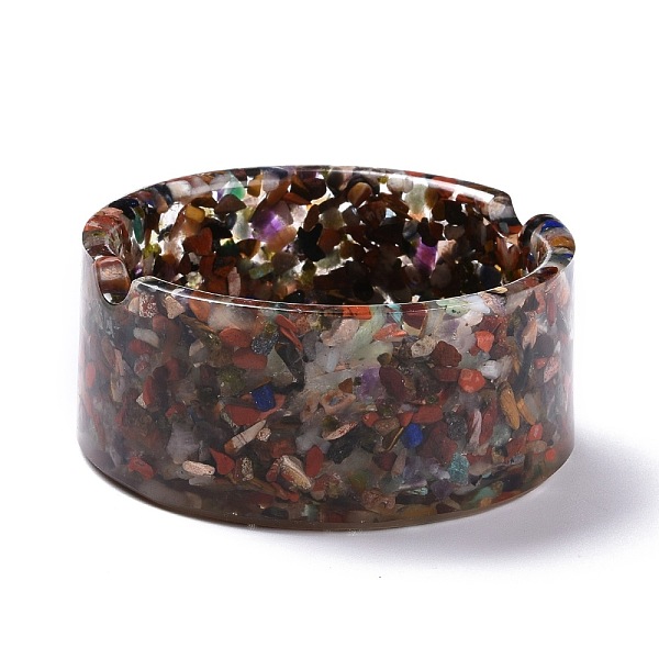 

PandaHall Resin with Natural Mixed Stone Chip Stones Ashtray, Home OFFice Tabletop Decoration, Flat Round, 77x33mm, Inner Diameter: 63.5mm...