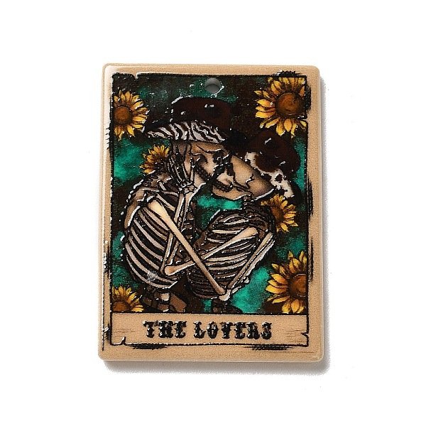 

PandaHall Printed Acrylic Pendants, Rectangle with Tarot Card Theme Pattern Charm, The Lover, Teal, 37.5x26.5x2mm, Hole: 1.7mm Acrylic..., Cyan