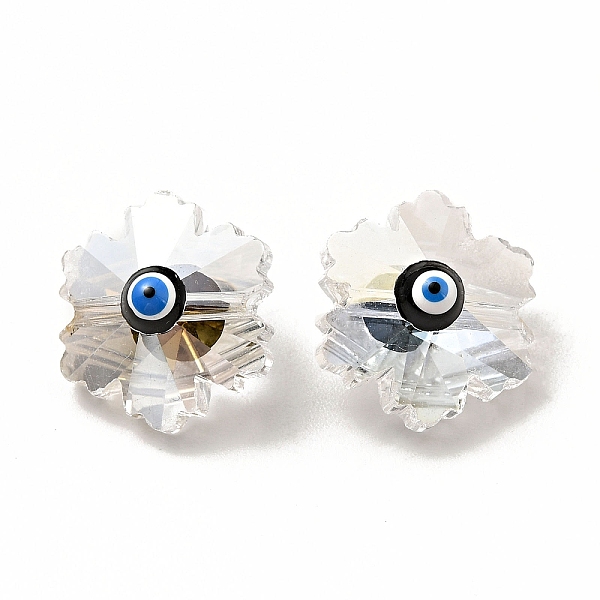 

PandaHall Transparent Glass Beads, with Enamel, Faceted, Snowflake with Evil Eye Pattern, Black, 12.5x14x9mm, Hole: 1.2mm Glass Snowflake...