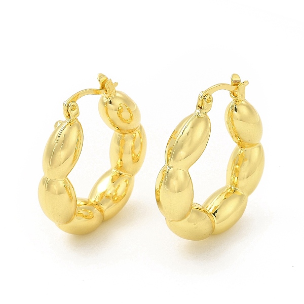 

PandaHall Brass Oval Wrap Hoop Earrings for Women, Light Gold, 27.5x25x6mm, Pin: 0.6~1x0.5mm Brass Oval