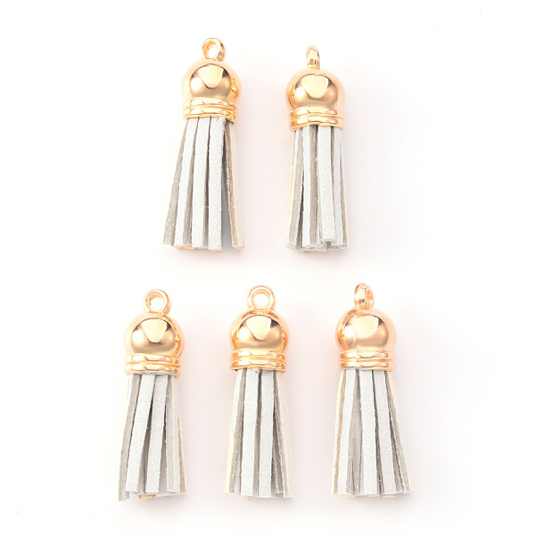 

PandaHall Faux Suede Tassel Pendant Decorations, with CCB Plastic Cord Ends, Light Gold, 33~35x10mm, Hole: 2.5mm Faux Suede Orange