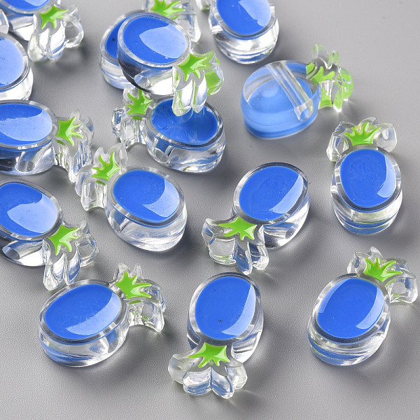 

PandaHall Transparent Enamel Acrylic Beads, Pineapple, Royal Blue, 25x15x9mm, Hole: 3.5mm Acrylic Fruit