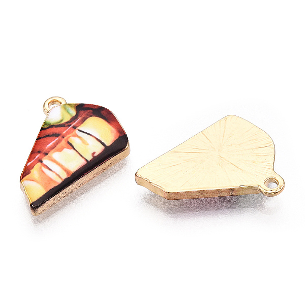 

PandaHall Printed Alloy Pendants, Light Glod, Triangle Cake, Tomato, 14.5x18.5x2.5mm, Hole: 1.5mm Alloy Food Red