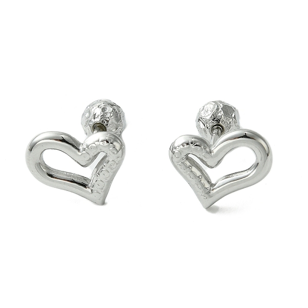 

PandaHall Ion Plating(IP) 304 Stainless Steel Ear Studs, Heart, Stainless Steel Color, 10x11.5mm 304 Stainless Steel Heart