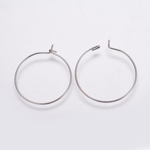 

PandaHall 316 Surgical Stainless Steel Hoop Earrings Findings, Wine Glass Charms Findings, Stainless Steel Color, 25x0.7mm, Inner Diameter...