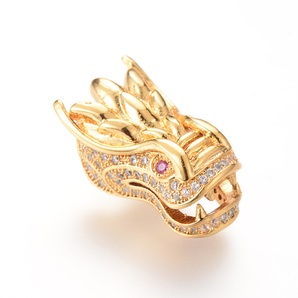 

PandaHall Brass Micro Pave Cubic Zirconia Beads, Random Color Cubic Zirconia Eye, Dragon, Golden, 21.5x13x10mm, Hole: 1.8mm Brass+Cubic...