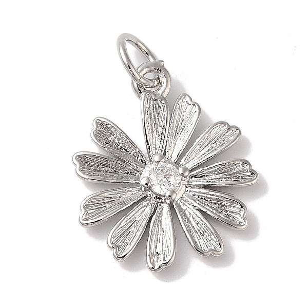 

PandaHall Rack Plating Brass & Cubic Zirconia Pendants, Cadmium Free & Lead Free, Long-Lasting Plated, Flower, with Jump Ring, Platinum..., Clear