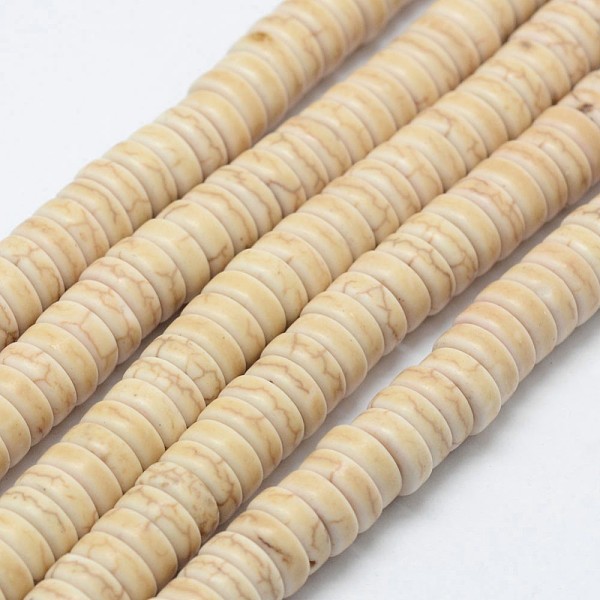 

PandaHall Synthetic Magnesite Beads Strands, Heishi Beads, Flat Round/Disc, 8x3mm, Hole: 1mm, about 127pcs/strand, 15.7 inch Magnesite Disc