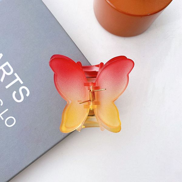 

PandaHall Frosted Transparent Resin Butterfly Hair Claw Clip, Gradient Color Hair Clip for Girls Women, Tomato, 70x70mm Resin Red