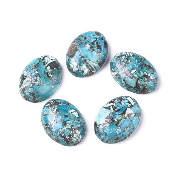 Montierte Synthetische Goldlinie Türkis Und Larimar Cabochons