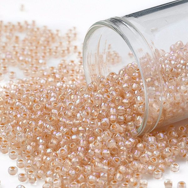 

PandaHall TOHO Round Seed Beads, Japanese Seed Beads, (794) Inside Color AB Crystal/Apricot Lined, 11/0, 2.2mm, Hole: 0.8mm, about..., Gold