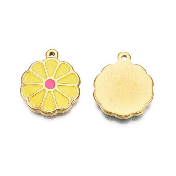 

PandaHall 304 Stainless Steel Enamel Pendants, Real 18K Gold Plated, Flower, Yellow, 22x18.5x3mm, Hole: 1.6mm Stainless Steel+Enamel Flower...