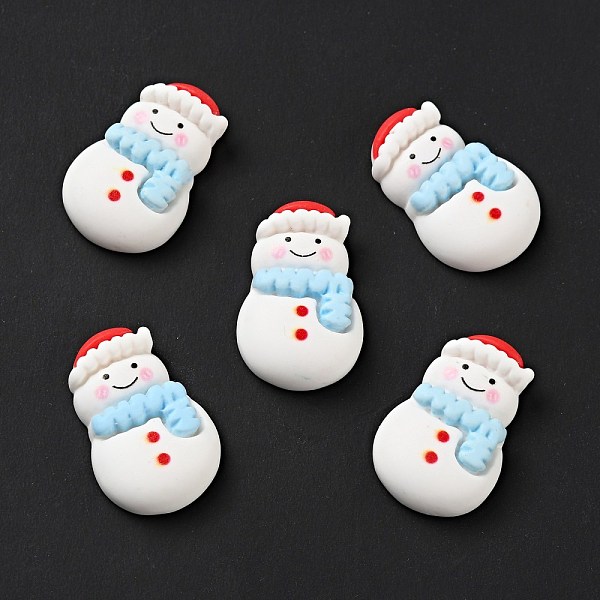 

PandaHall Opaque Christmas Resin Cabochons, Snowman with Light Blue Scarf, White, 25.5x17.5x6.5mm Resin Snowman White